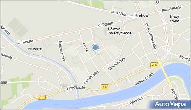 Kraków, Salwatorska, mapa Krakowa