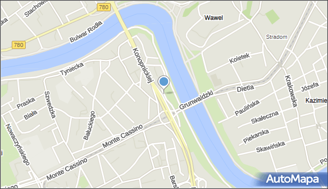 Kraków, Sandomierska, mapa Krakowa