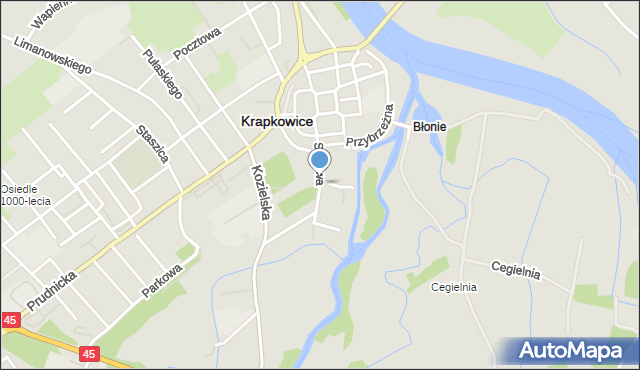 Krapkowice, Sądowa, mapa Krapkowice