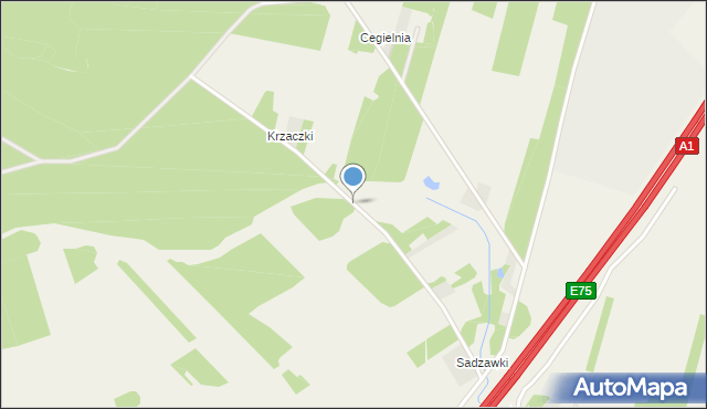 Kruszyna powiat częstochowski, Sadzawki, mapa Kruszyna powiat częstochowski