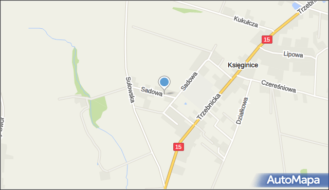 Księginice gmina Trzebnica, Sadowa, mapa Księginice gmina Trzebnica