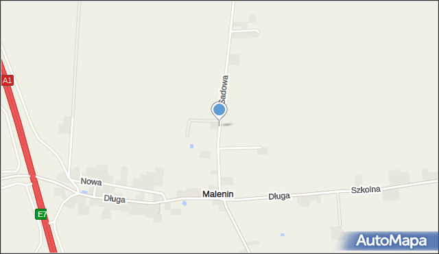 Malenin gmina Tczew, Sadowa, mapa Malenin gmina Tczew