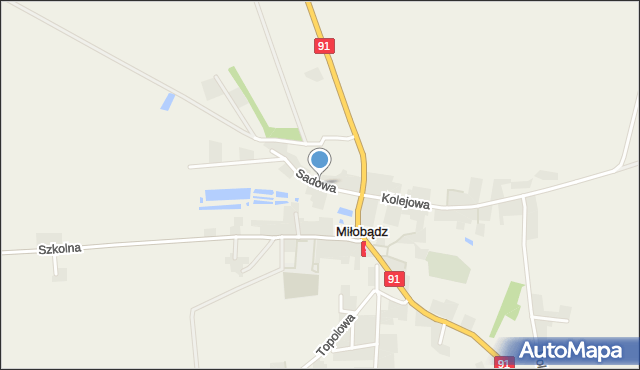 Miłobądz gmina Tczew, Sadowa, mapa Miłobądz gmina Tczew