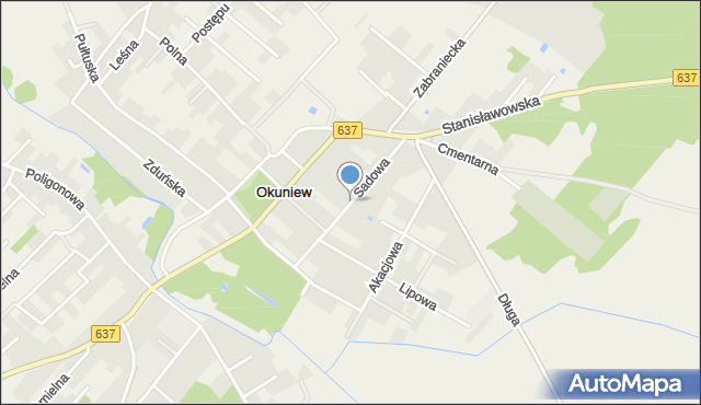 Okuniew, Sadowa, mapa Okuniew