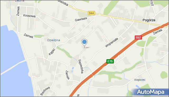 Pogórze gmina Skoczów, Sąsiedzka, mapa Pogórze gmina Skoczów