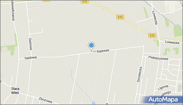 Pszczyna, Sadowa, mapa Pszczyny