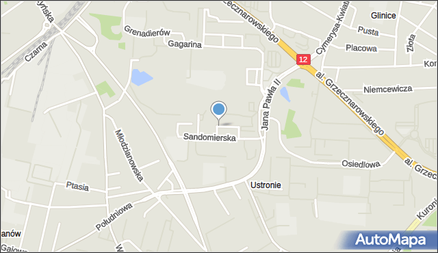 Radom, Sandomierska, mapa Radomia
