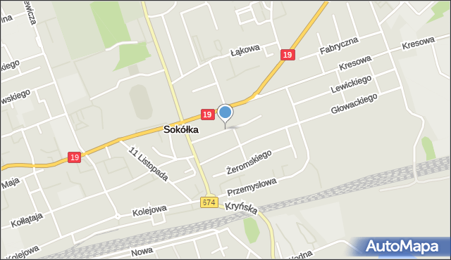 Sokółka, Sawickiego Adolfa, mapa Sokółka