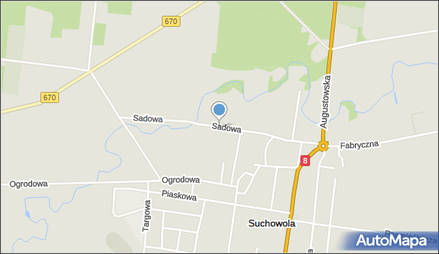 Suchowola powiat sokólski, Sadowa, mapa Suchowola powiat sokólski