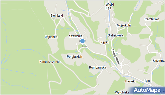 Szczyrk, Saneczkowa, mapa Szczyrk