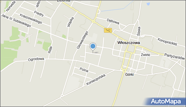 Włoszczowa, Sadowa, mapa Włoszczowa