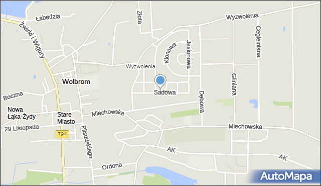 Wolbrom, Sadowa, mapa Wolbrom