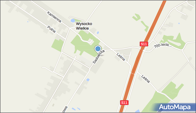 Wysocko Wielkie, Sadowska, mapa Wysocko Wielkie