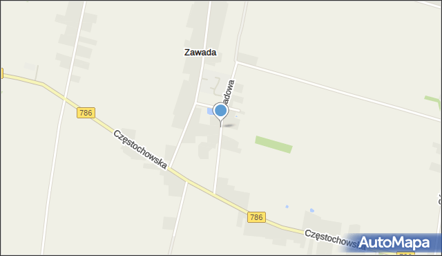 Zawada gmina Mstów, Sadowa, mapa Zawada gmina Mstów