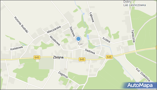 Zbójna, Sadowa, mapa Zbójna
