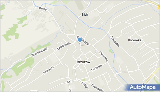 Brzozów, Schodowa, mapa Brzozów