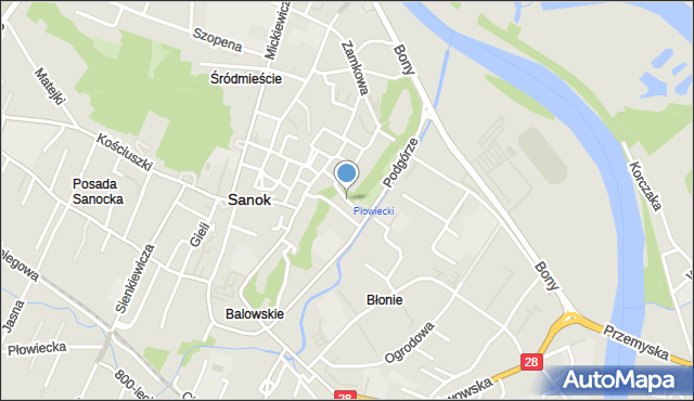 Sanok, Schody Franciszkańskie, mapa Sanok