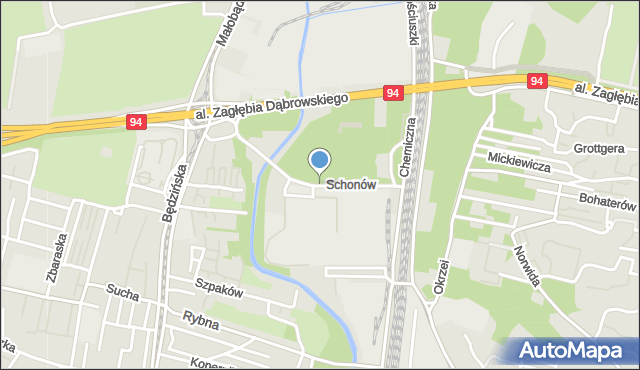 Sosnowiec, Schonów Elżbiety i Wilhelma, mapa Sosnowca