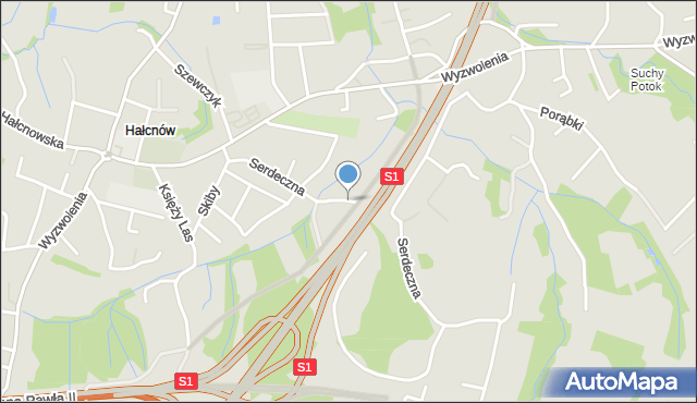 Bielsko-Biała, Serdeczna, mapa Bielsko-Białej