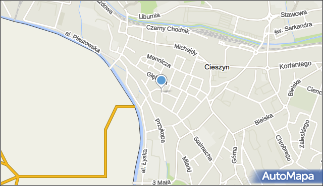 Cieszyn, Sejmowa, mapa Cieszyna