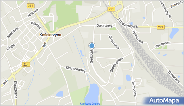 Kościerzyna, Sędzickiego Franciszka, mapa Kościerzyna