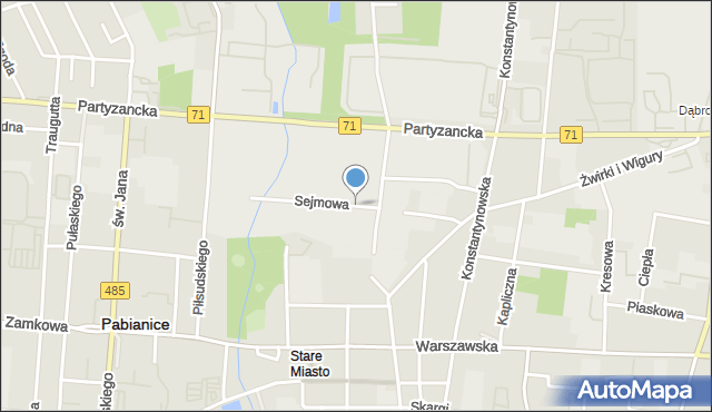 Pabianice, Sejmowa, mapa Pabianic