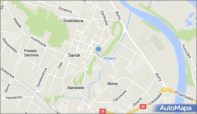 Sanok, Serpentyny, mapa Sanok