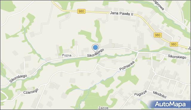 Gromnik powiat tarnowski, Sikorskiego Władysława, gen., mapa Gromnik powiat tarnowski