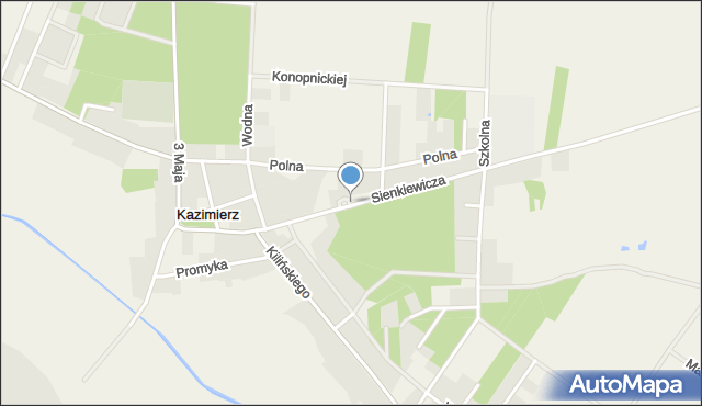 Kazimierz gmina Lutomiersk, Sienkiewicza Henryka, mapa Kazimierz gmina Lutomiersk