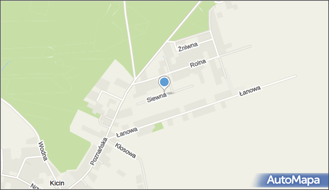 Kicin gmina Czerwonak, Siewna, mapa Kicin gmina Czerwonak
