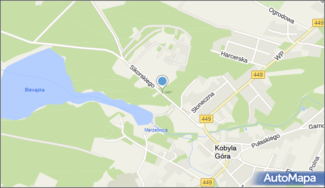 Kobyla Góra powiat ostrzeszowski, Sikorskiego Tomasza, mapa Kobyla Góra powiat ostrzeszowski