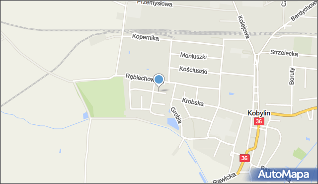 Kobylin powiat krotoszyński, Sienkiewicza Henryka, mapa Kobylin powiat krotoszyński