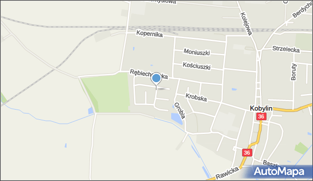 Kobylin powiat krotoszyński, Sikorskiego Władysława, gen., mapa Kobylin powiat krotoszyński