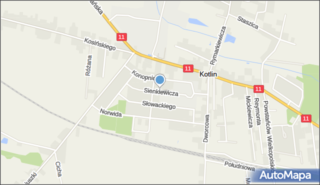 Kotlin, Sienkiewicza Henryka, mapa Kotlin