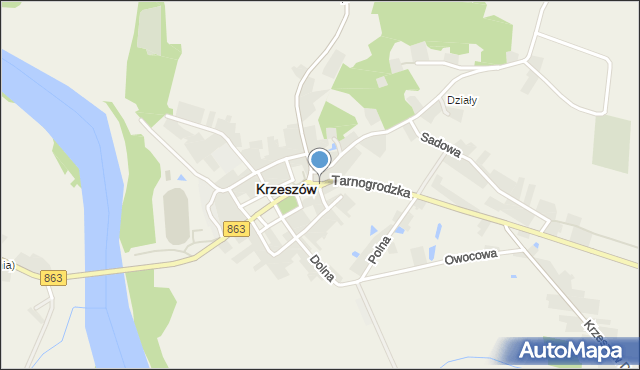 Krzeszów powiat niżański, Sieniawska, mapa Krzeszów powiat niżański