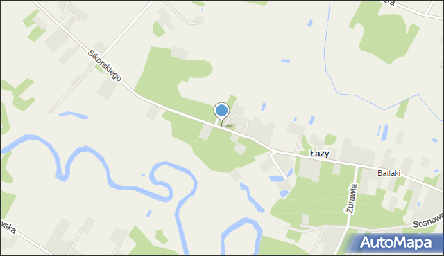 Łazy gmina Olszewo-Borki, Sikorskiego Władysława, gen., mapa Łazy gmina Olszewo-Borki