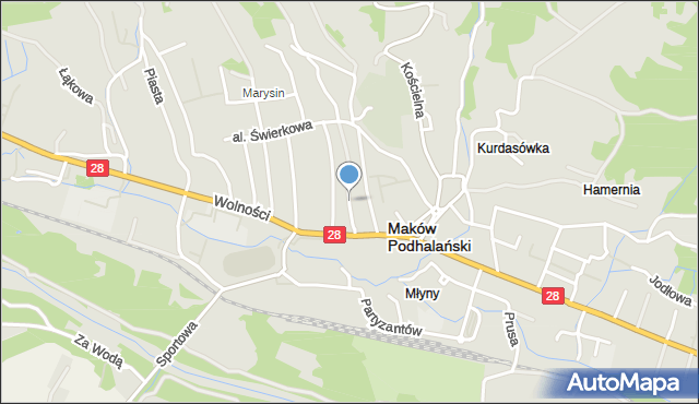 Maków Podhalański, Sikorskiego Władysława, gen., mapa Maków Podhalański