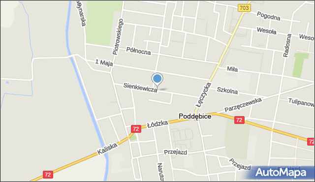 Poddębice, Sienkiewicza Henryka, mapa Poddębice