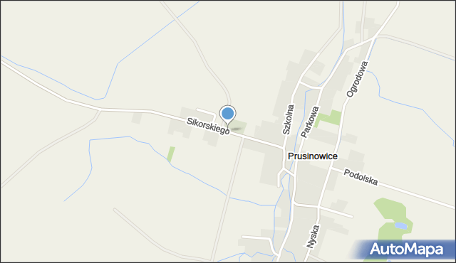 Prusinowice gmina Pakosławice, Sikorskiego Władysława, gen., mapa Prusinowice gmina Pakosławice