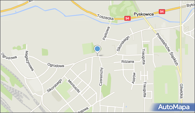 Pyskowice powiat gliwicki, Sikorskiego Władysława, gen., mapa Pyskowice powiat gliwicki