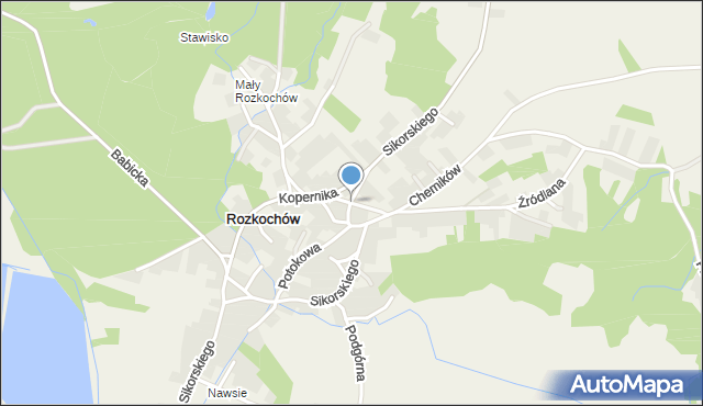 Rozkochów gmina Babice, Sikorskiego Władysława, gen., mapa Rozkochów gmina Babice
