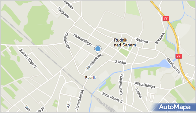 Rudnik nad Sanem, Sienkiewicza Henryka, mapa Rudnik nad Sanem