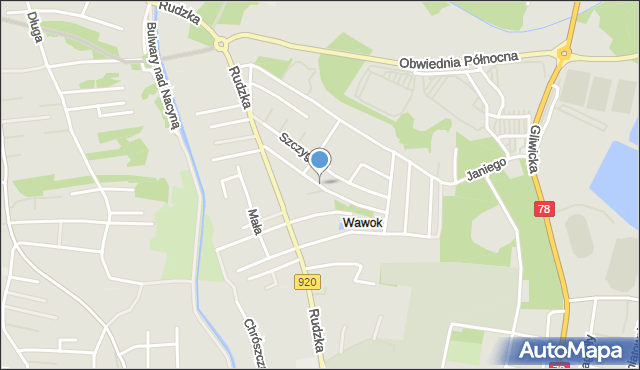 Rybnik, Sikorek, mapa Rybnika