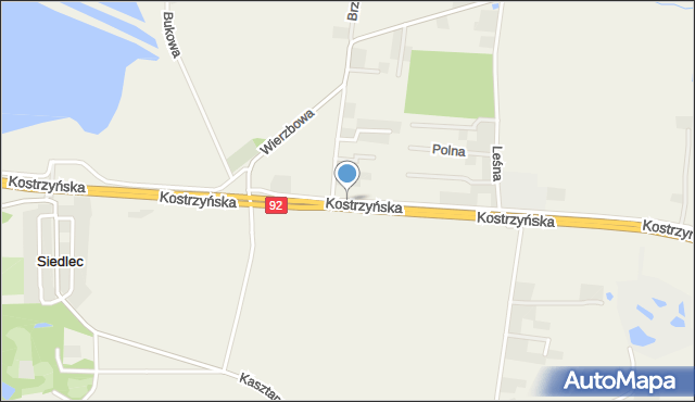 Siedlec gmina Kostrzyn, Siedlec, mapa Siedlec gmina Kostrzyn