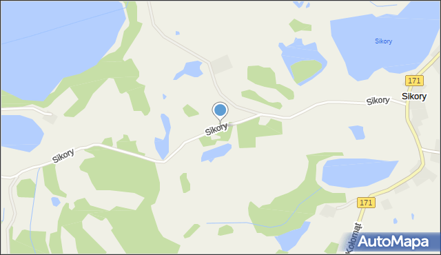 Sikory gmina Czaplinek, Sikory, mapa Sikory gmina Czaplinek