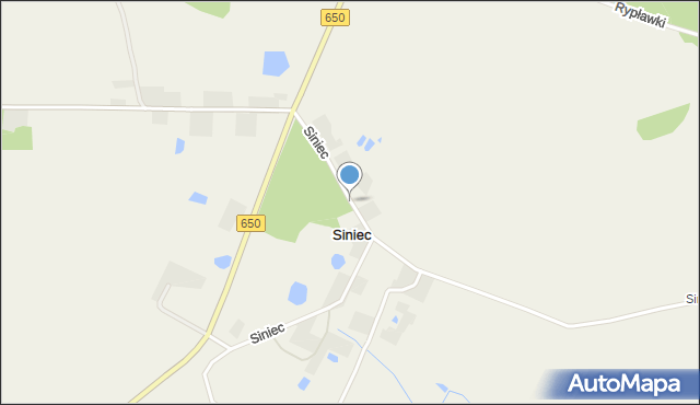 Siniec gmina Srokowo, Siniec, mapa Siniec gmina Srokowo