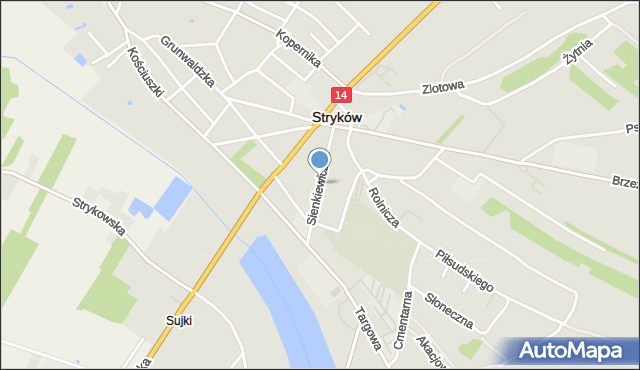 Stryków powiat zgierski, Sienkiewicza Henryka, mapa Stryków powiat zgierski