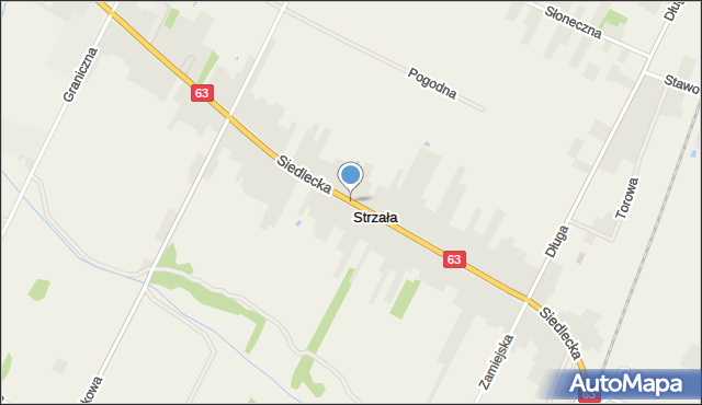 Strzała gmina Siedlce, Siedlecka, mapa Strzała gmina Siedlce