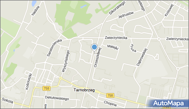 Tarnobrzeg, Sikorskiego Władysława, gen., mapa Tarnobrzegu