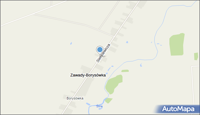 Zawady-Borysówka, Sienkiewicza Henryka, mapa Zawady-Borysówka